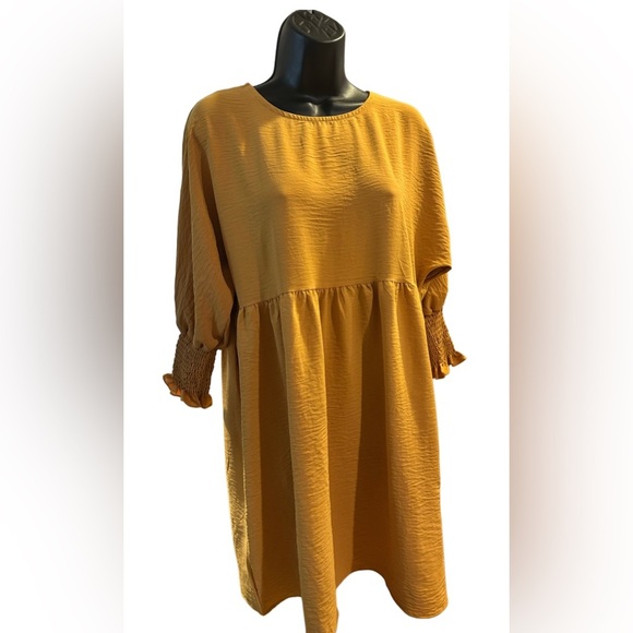 New Women’s Batwing Long Sleeve Tunic Dress Crew Neck Flowy Swing Mini - Picture 4 of 5